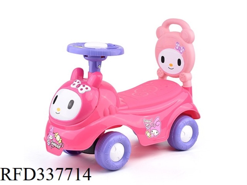 CUTE RABBIT CARTOON STROLLER, PINK (BB WHISTLE STEERING WHEEL)