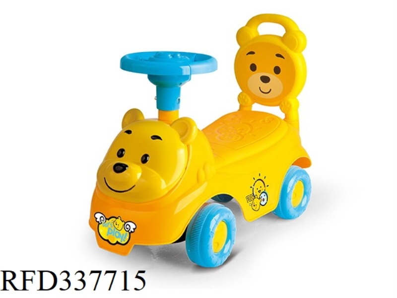 POOH MUSIC CARTOON STROLLER, YELLOW (MUSIC STEERING WHEEL)