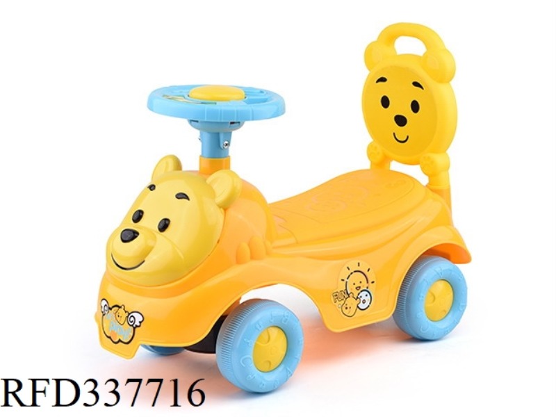 POOH CARTOON STROLLER, YELLOW (BB WHISTLE STEERING WHEEL)