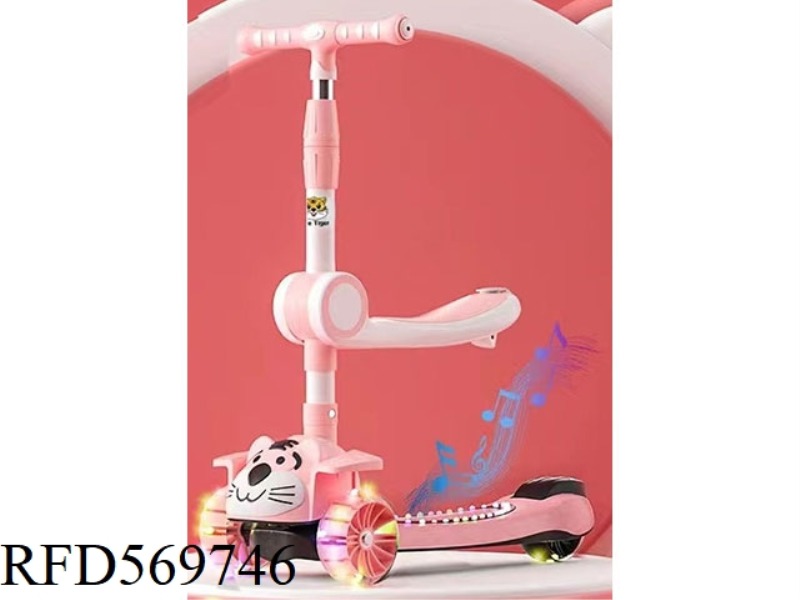 5 CM PU WHEEL CARTOON ADJUSTABLE HEIGHT FOLDING SCOOTER CAN SIT