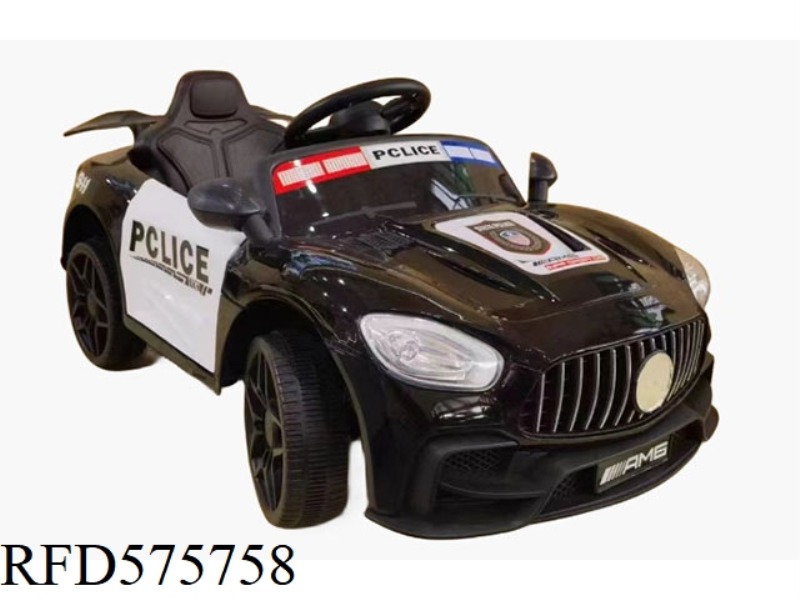 CHILDREN'S ELECTRIC POLICE CAR WITH REMOTE CONTROL STROLLER