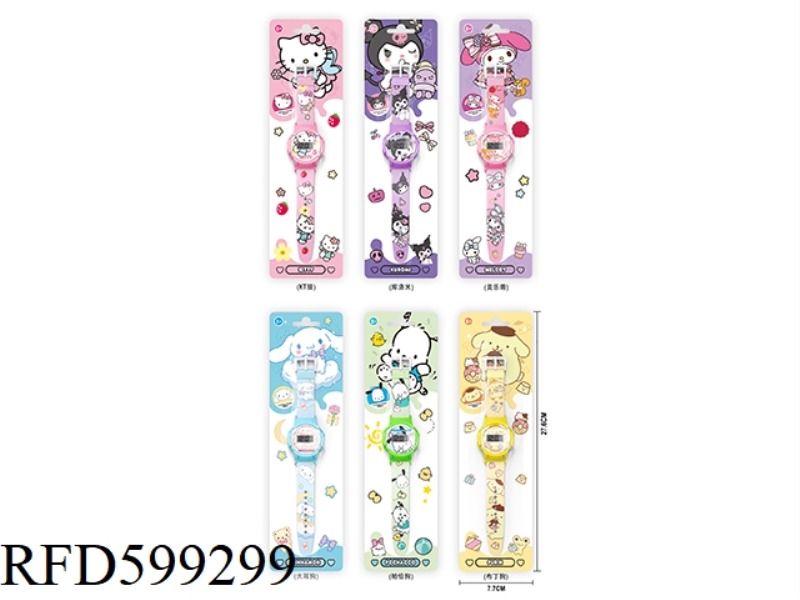 6 ELECTRONIC CIRCULAR WATCHES WITH PLASTIC RIBBONS