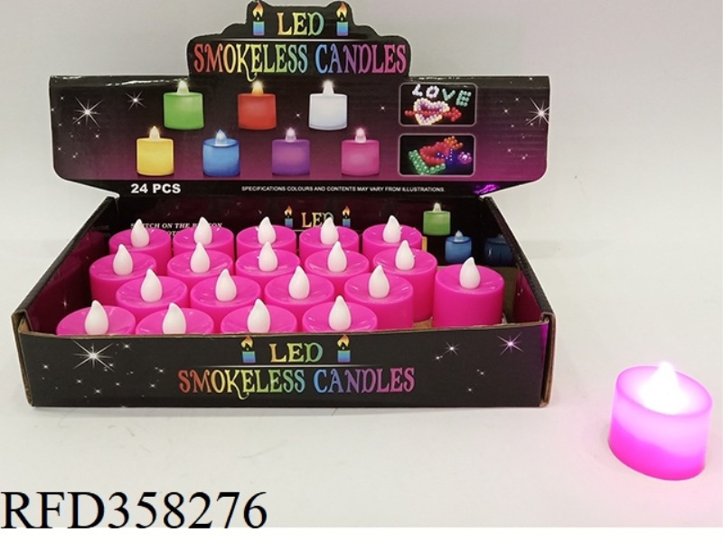 LED ELECTRONIC CANDLE LIGHT (PINK SHELL WHITE WICK (CONSTANT LIGHT)/24PCS