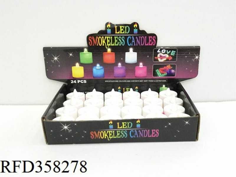 LED ELECTRONIC CANDLE LIGHT (WHITE SHELL PINK (CONSTANT LIGHT)/24PCS