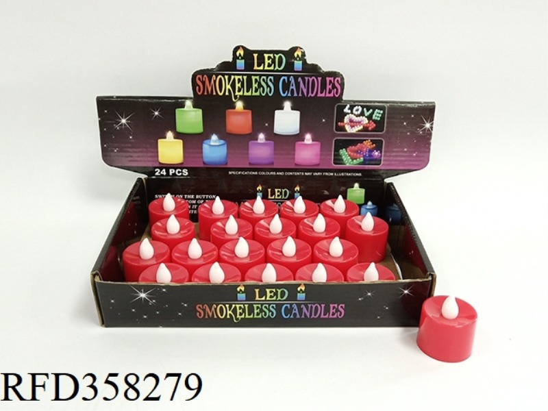 LED ELECTRONIC CANDLE LIGHT (RED SHELL WHITE WICK (SLIGHT FLASH)/24PCS