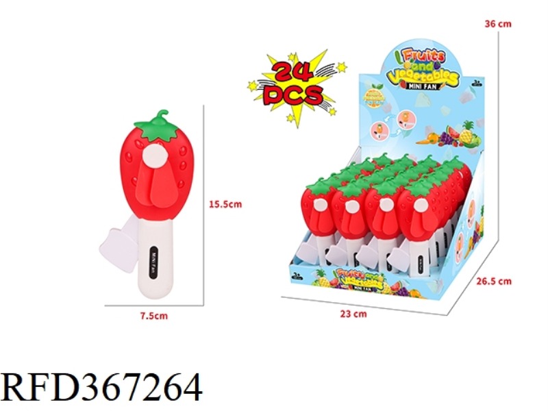 STRAWBERRY HAND PRESSURE FAN/24PCS