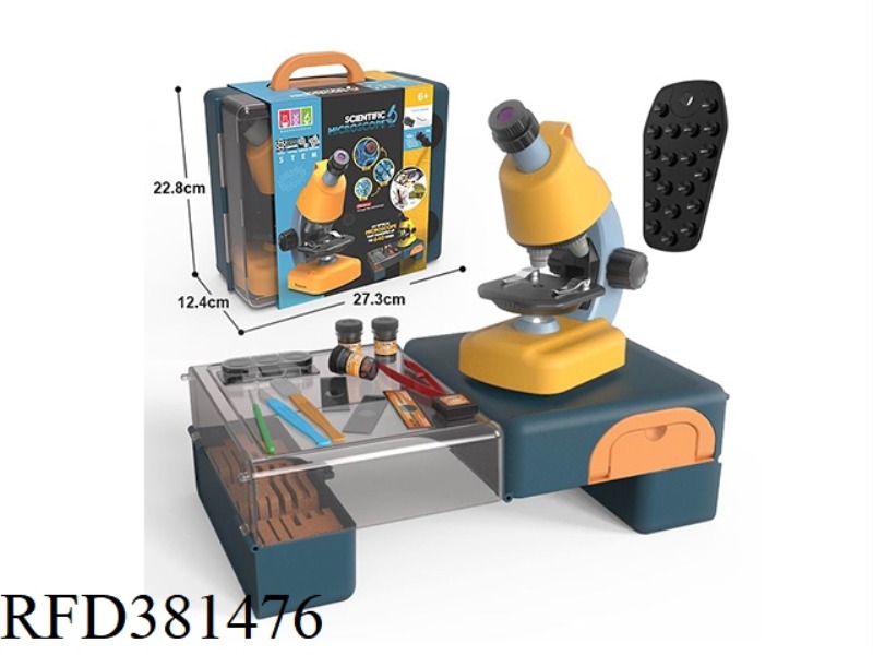FOLDING TOOLBOX + YELLOW PORTABLE MICROSCOPE