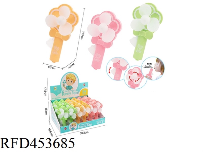 MINI PLUM BLOSSOM FAN WITH WHISTLE 24PCS