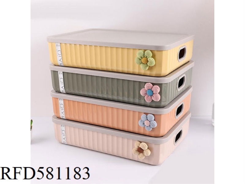 FABRIC FLOWER STRIPE STORAGE BOX MATERIAL :PP