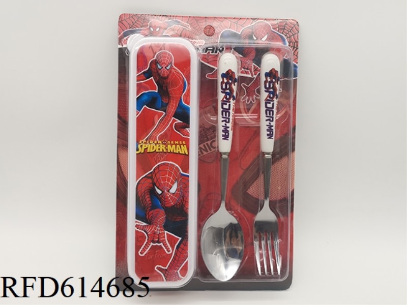 CHILDREN'S CUTLERY SET CERAMIC HANDLE SPIDERMAN