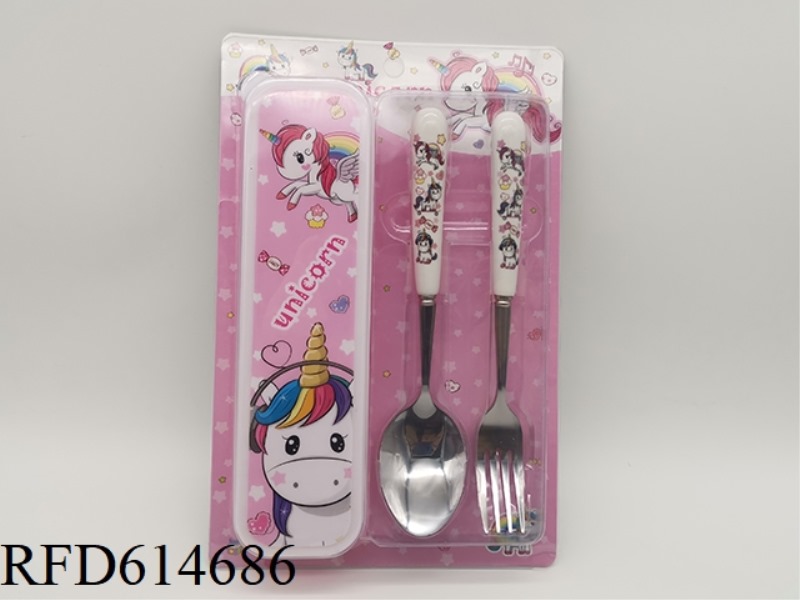 CHILDREN'S CUTLERY SET CERAMIC HANDLE UNICORN