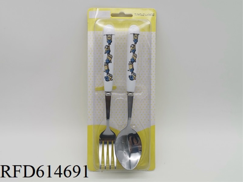 CHILDREN'S CUTLERY SET CERAMIC HANDLE MINIONS