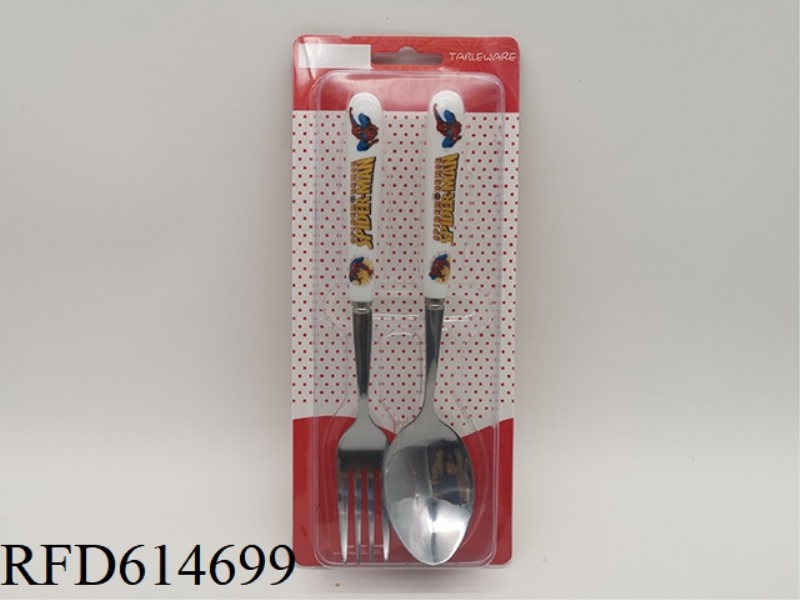 CHILDREN'S CUTLERY SET CERAMIC HANDLE SPIDERMAN