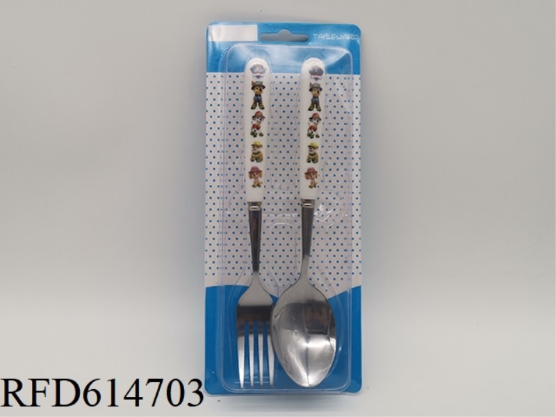 CHILDREN'S CUTLERY SET CERAMIC HANDLE DOG PATROL