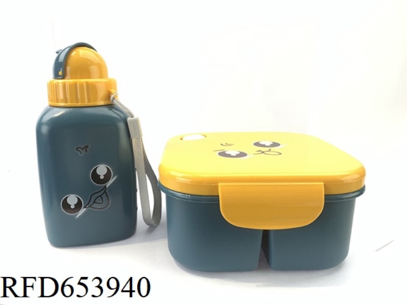 THREE-SQUARE LUNCH BOX +600ML CARTOON KETTLE (WITH SPOON)