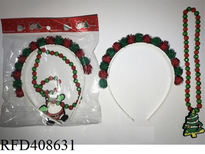 CHRISTMAS HEADBAND + CHRISTMAS BEADED NECKLACE