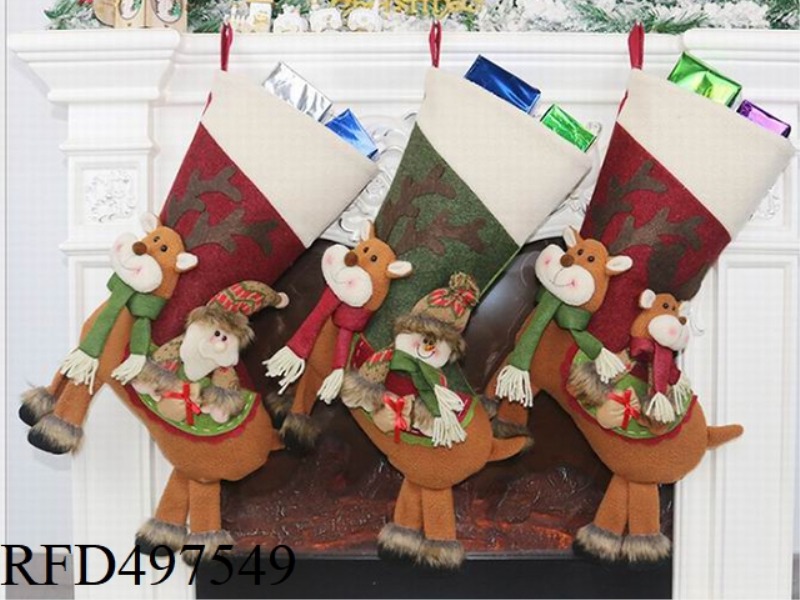 OLD SNOWMAN DEER RIDE DEER SOCKS