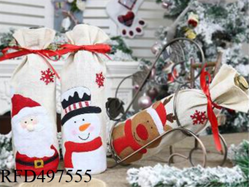OLD MAN SNOWMAN DEER BOTTLE BAG