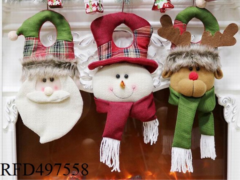 OLD MAN SNOWMAN DEER DOOR HANGING HEAD