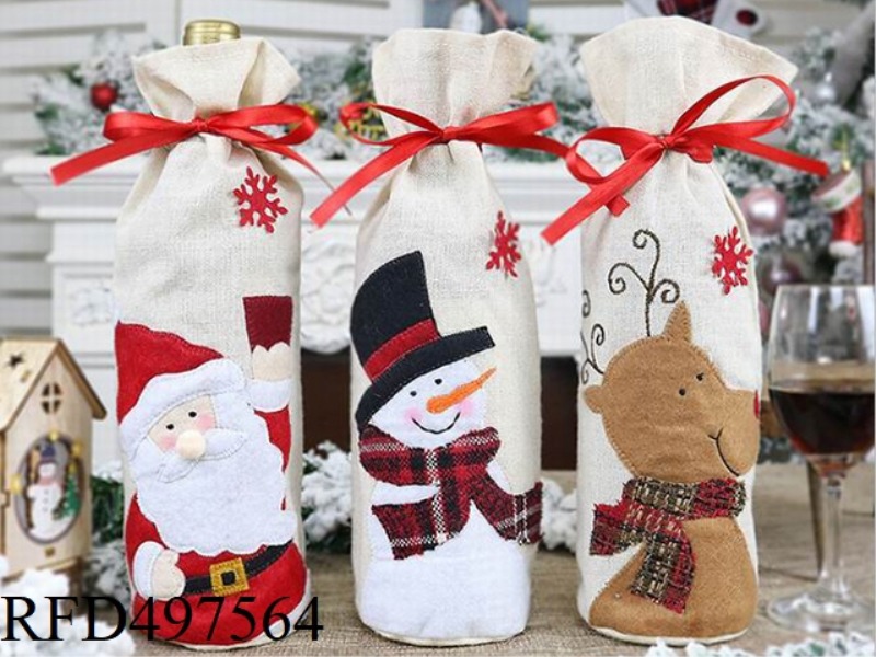 OLD MAN SNOWMAN DEER BOTTLE BAG