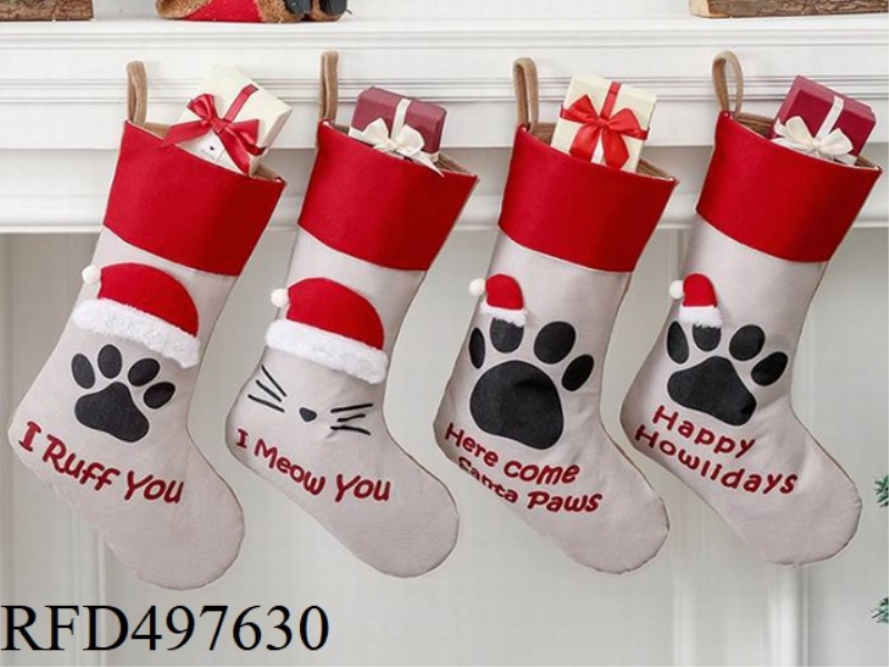CHRISTMAS CAT AND DOG STOCKING