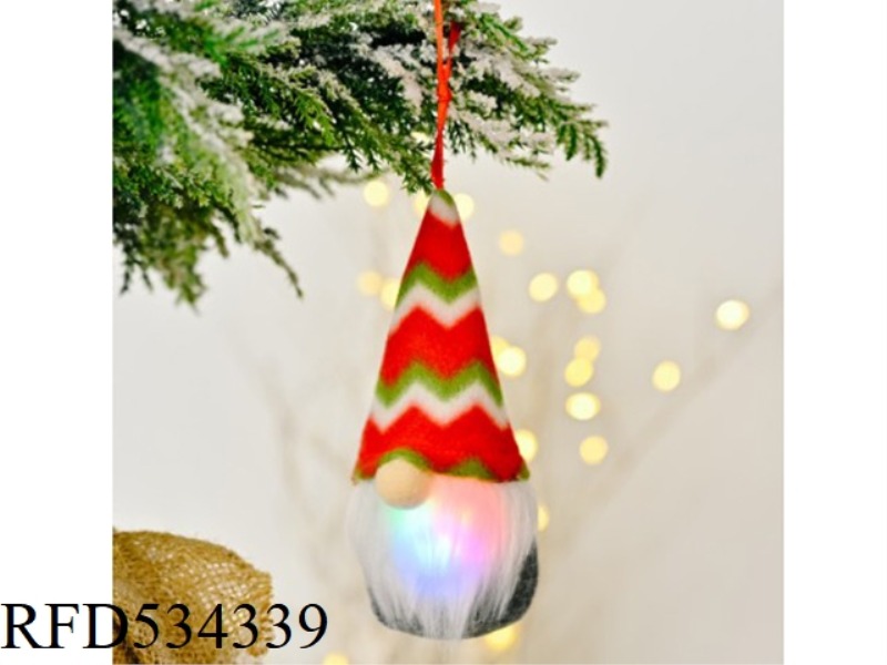 KNITTED PENDANT WITH LIGHT E STYLE RED AND GREEN STRIPES