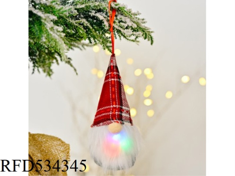 KNITTED PENDANT WITH LIGHT F RED AND WHITE CHECK