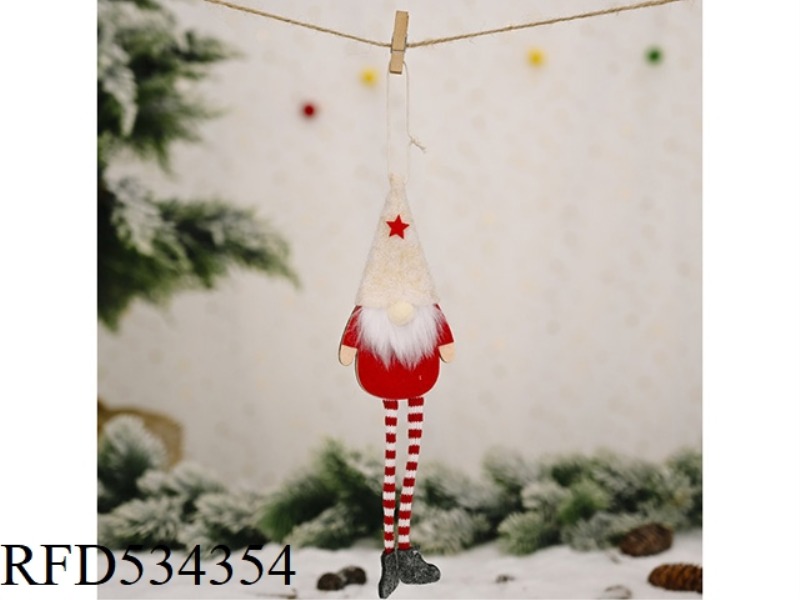 FOREST OLD MAN HANGING LEG DOLL PENDANT BEIGE HAT