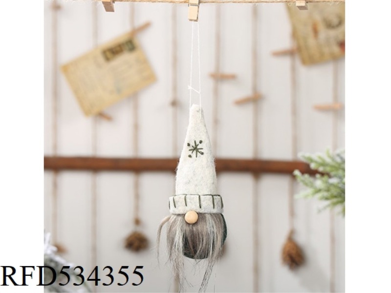 SPHERICAL POINTED CAP FACELESS DOLL PENDANT WHITE CAP