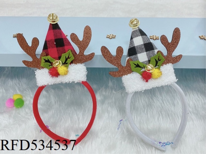 CHECKED CLOTH POINTED HAT ANTLER HEAD HOOP