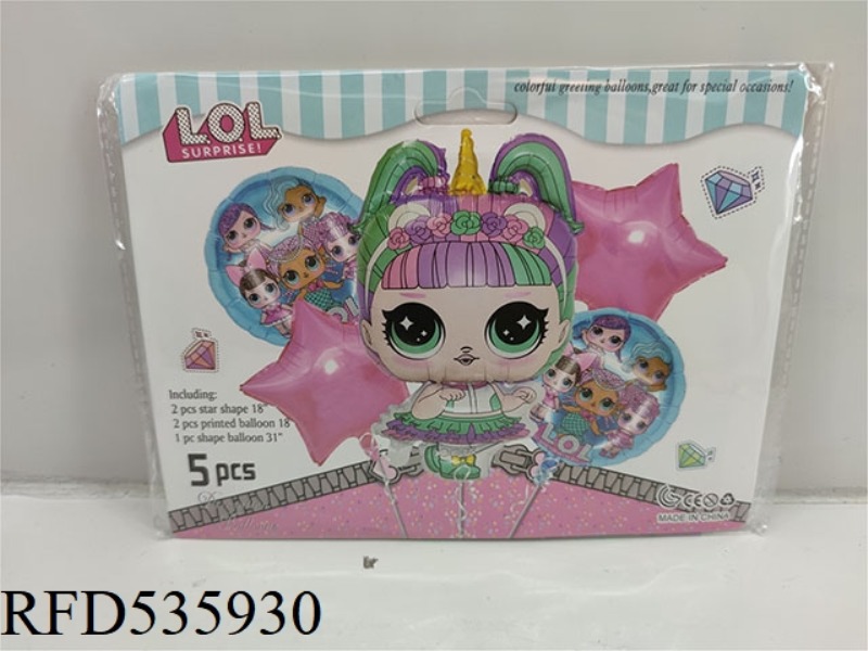 SURPRISE DOLL 5PCS PARTY BALLOON ALUMINUM FILM SET