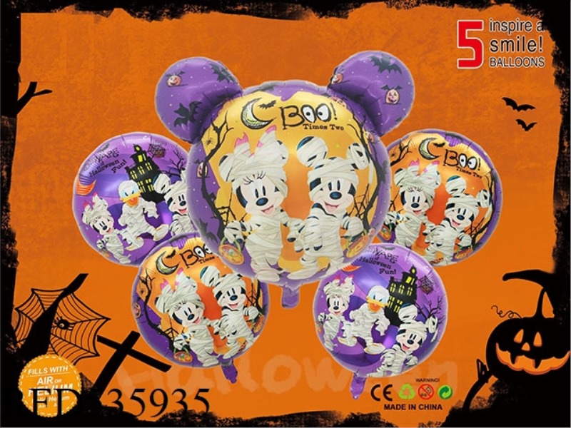 DISNEY MICKEY MINNIE HALLOWEEN 5PCS PARTY BALLOON ALUMINUM FILM SET