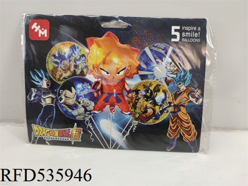 SEVEN DRAGON BALL 5PCS PARTY BALLOON ALUMINUM FILM SET