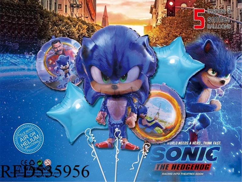 SONIC 5PCS PARTY BALLOON ALUMINUM FILM SET