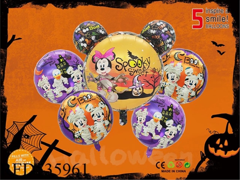 DISNEY MICKEY MINNIE HALLOWEEN 5PCS PARTY BALLOON ALUMINUM FILM SET