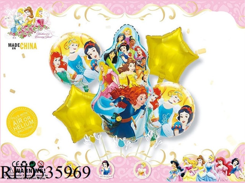 DISNEY PRINCESS 5PCS PARTY BALLOON ALUMINUM FILM SET