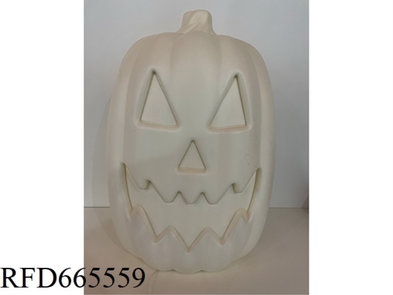 WHITE SMILING FACE COLORFUL PUMPKIN LANTERN (WITH LIGHTS, SOUNDS, VOICE CONTROL)
