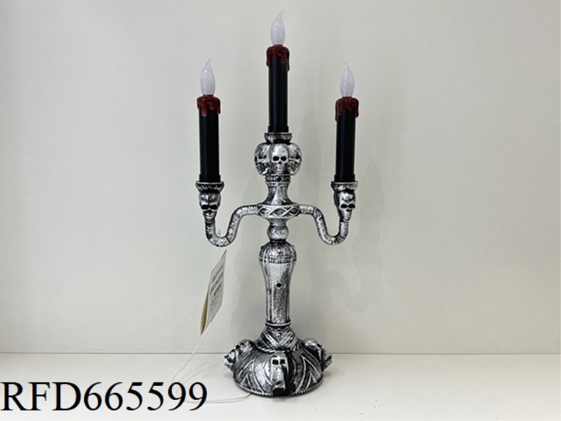 THREE BLACK CANDLE LAMPS