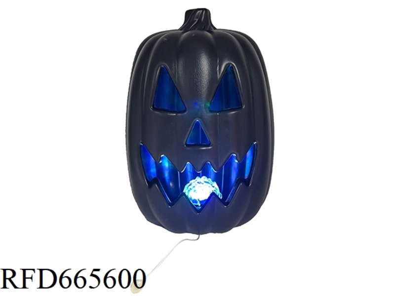 BLACK SMILING FACE IRIDESCENT PUMPKIN LANTERN (WITH LIGHTS AND SOUNDS, VOICE CONTROL)