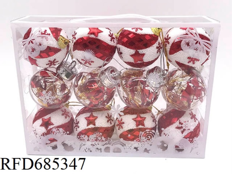 12 PIECES OF 5.5CM CHRISTMAS TRANSPARENT GOLD WIRE BALLS MIXED WITH WHITE BALLS