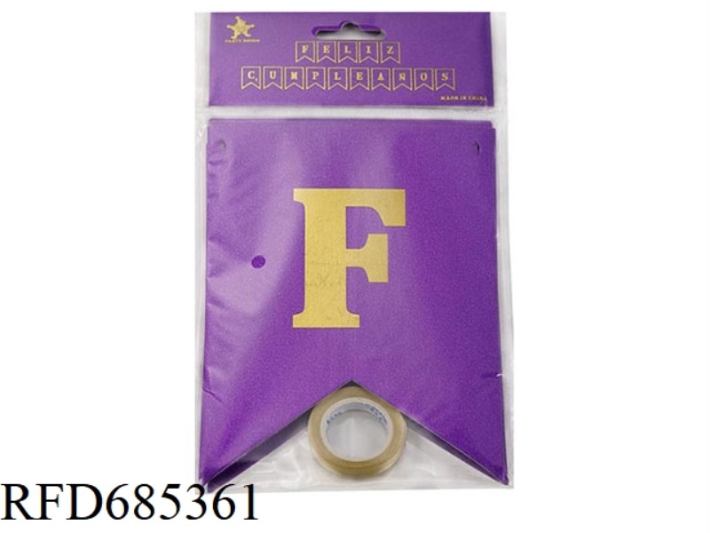 HAPPY BIRTHDAY FLAG - (SPANISH) GOLDEN SCALLIONS + GILDING