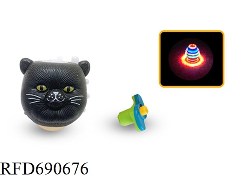 HALLOWEEN BLACK CAT FLASH MUSIC GYROSCOPE