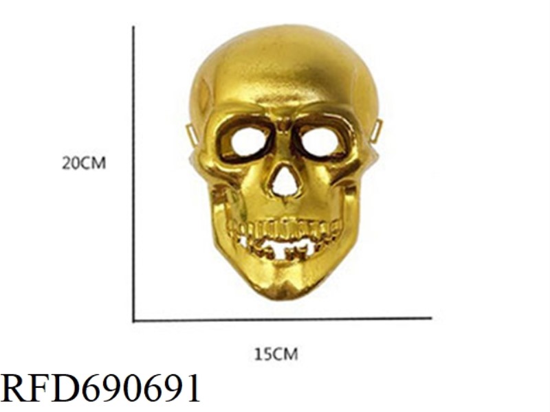 HALLOWEEN SKELETON DRESSED UP IN A GOLDEN MASK