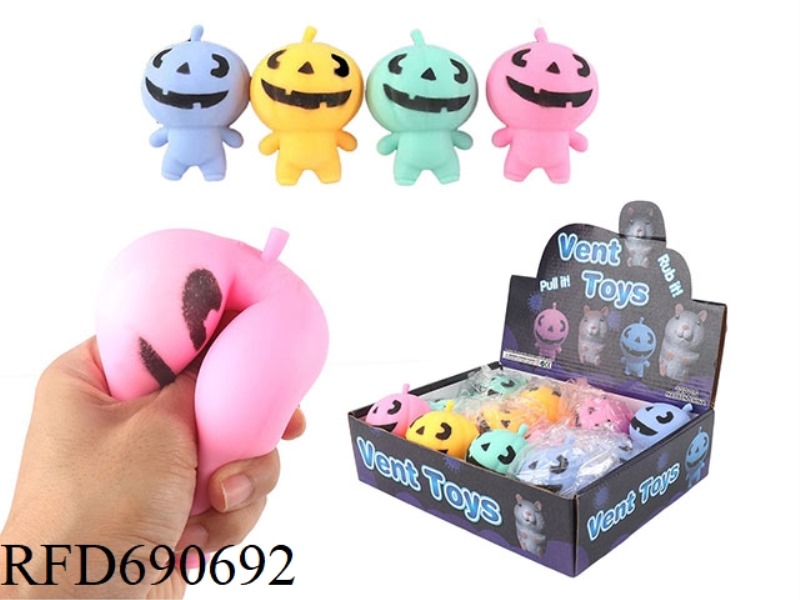 SQUEEZE AND PINCH FUN RELEASE AND STRESS RELIEF TOYS (HALLOWEEN FLOUR PUMPKIN MAN),12 PIECES/DISPLAY