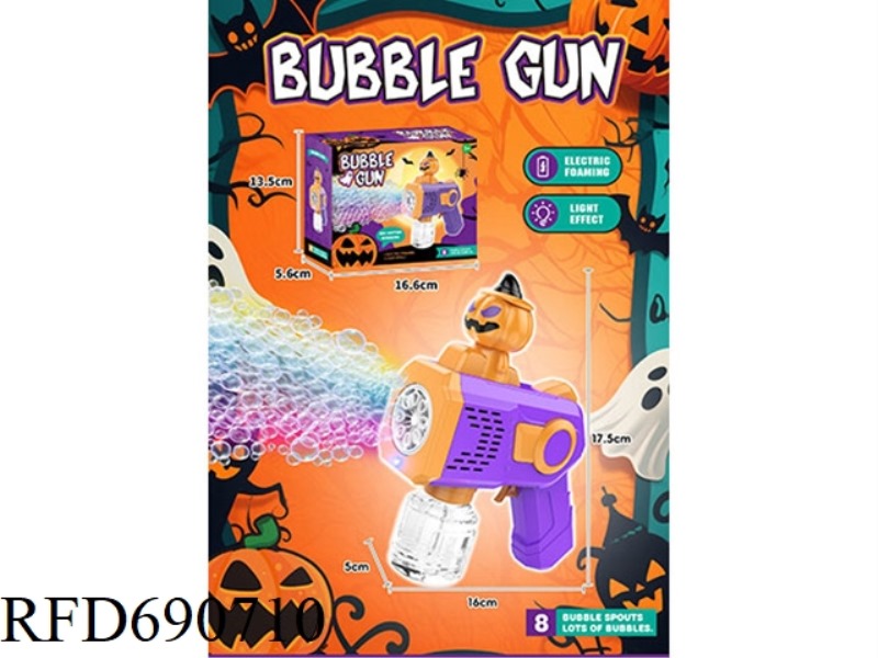 8-HOLE HALLOWEEN PUMPKIN AUTOMATIC BUBBLE MACHINE WITH LIGHTS