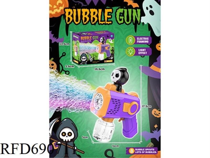 8-HOLE HALLOWEEN SKULL AUTOMATIC BUBBLE MACHINE WITH LIGHTS