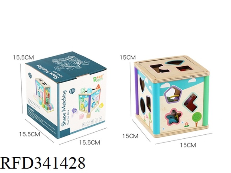 WOODEN SHAPE MATCHING BUILDING BLOCK INTELLIGENCE BOX