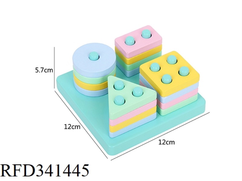 WOODEN MACARON SQUARE COLUMN SET