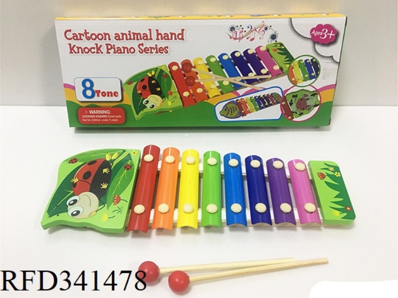 WOODEN CARTOON LADYBUG 8 TONE PIANO