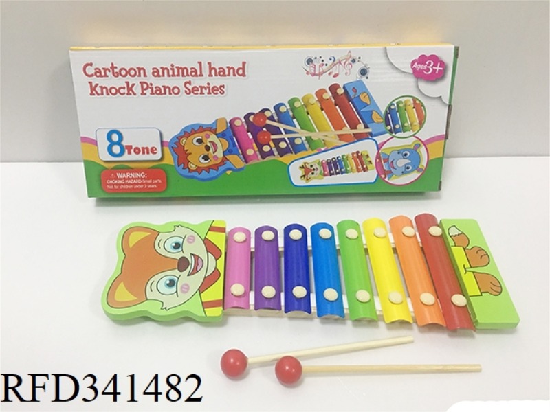 WOODEN CARTOON FOX PLAYING 8-TONE PIANO